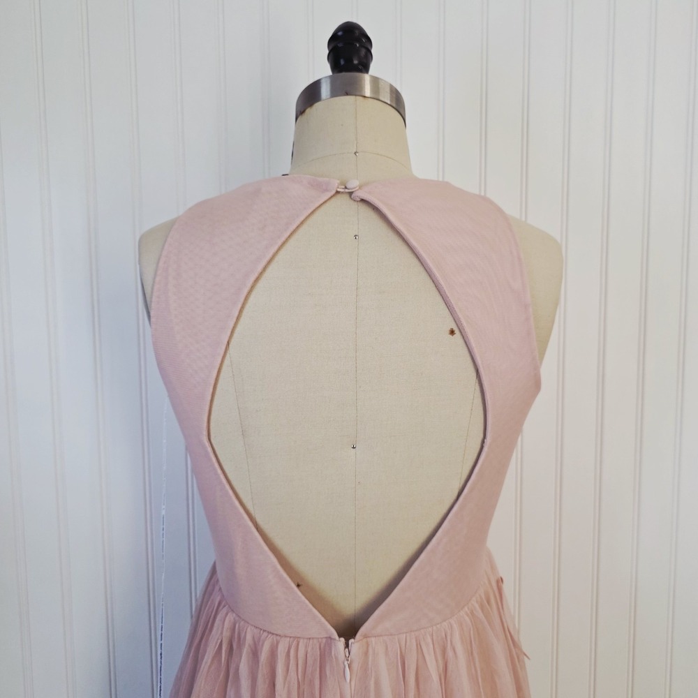 Frock & Frill NWT Romantic Blush Tulle Midi Dress | Embroidered Floral Size 6 - Picture 6 of 11